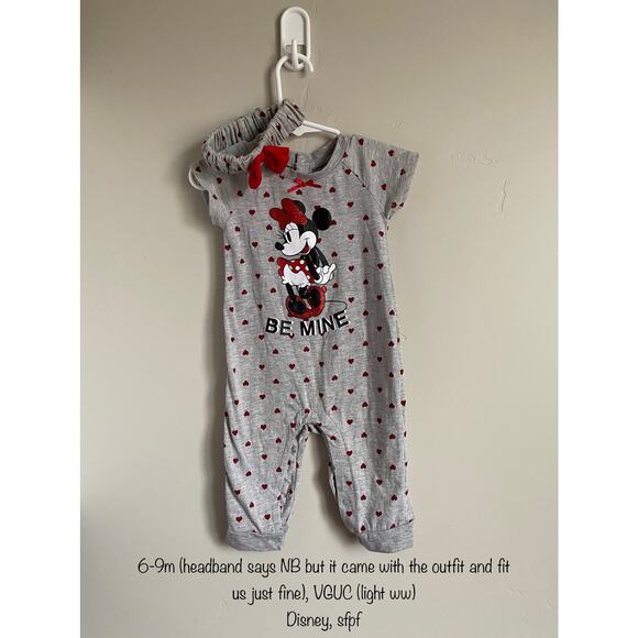 Minnie Mouse 6-9m Valentine's Day Jumpsuit - Picture 1 of 1
